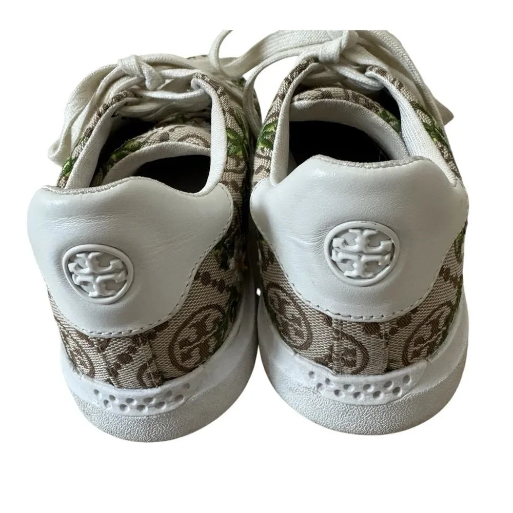 Tory Burch Women's T Monogram Howell Floral-embroidered Sneakers Size 7